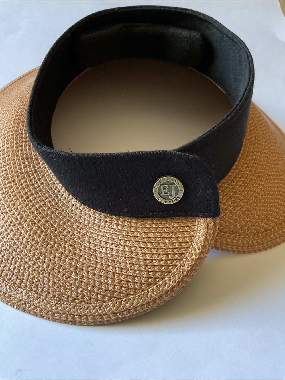 ERIC JAVITS SQUISHEE HALO HAT NATURAL/BLACK ONE SIZE ADJUSTABLE NEW NO TAGS - Picture 9 of 16